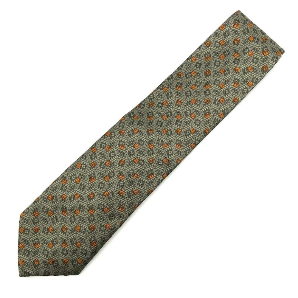 Robert Talbott Silk Brown Geometric Squares Tie